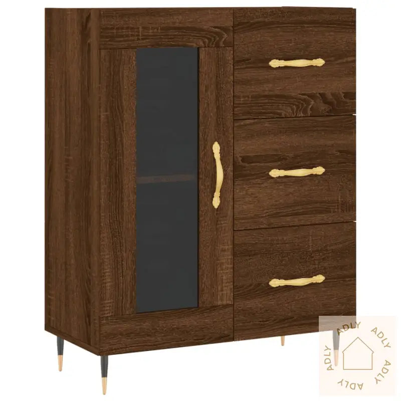 Skjenk Brun Eik 69,5X34X90 Cm Konstruert Tre