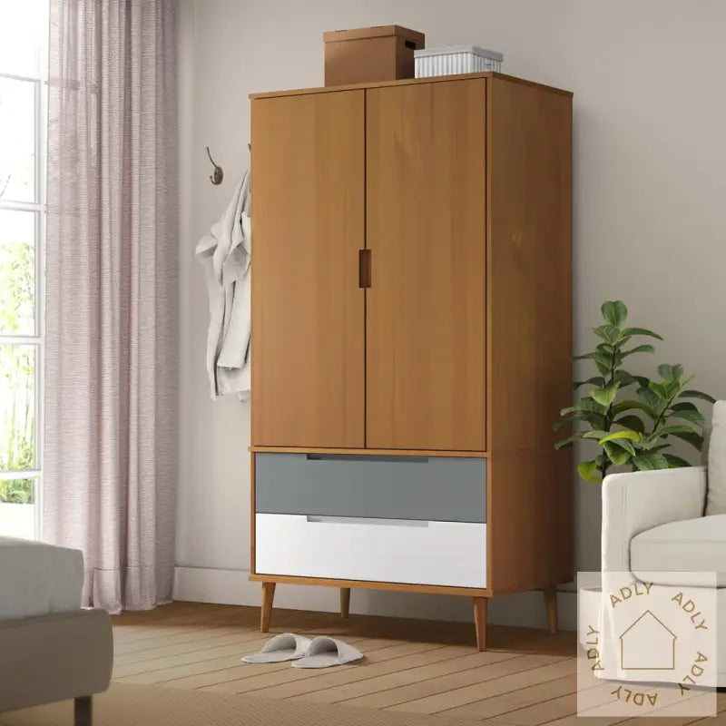 Garderobe Molde Brun 90X55X175 Cm Heltre Furu