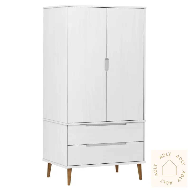 Garderobe Molde Hvit 90X55X175 Cm Heltre Furu