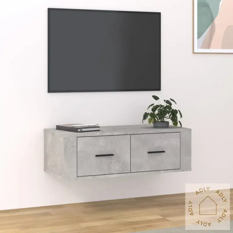 Hengende Tv-Benk Betonggrå 80X36X25 Cm Konstruert Tre