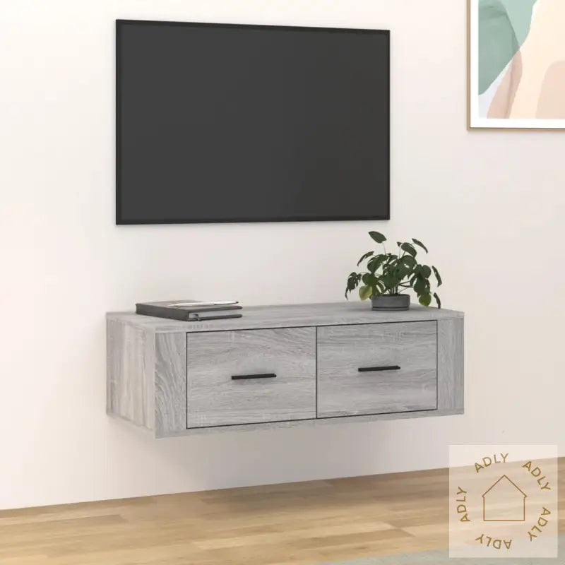 Hengende Tv-Benk Grå Sonoma 80X36X25 Cm Konstruert Tre