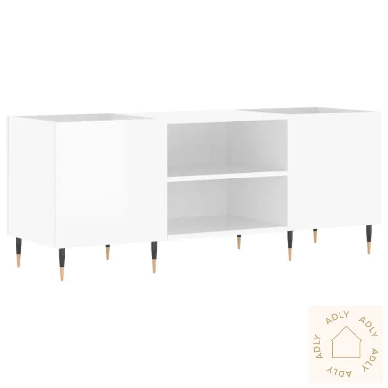 Hifi-Benk Høyglans Hvit 121X38X48 Cm Konstruert Tre