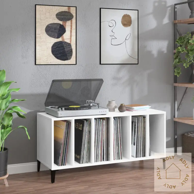 Hifi-Benk Hvit 100X38X48 Cm Konstruert Tre