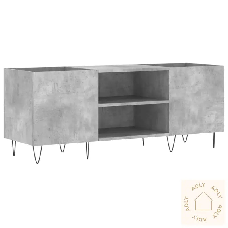 Hifi-Benk Betonggrå 121X38X48 Cm Konstruert Tre