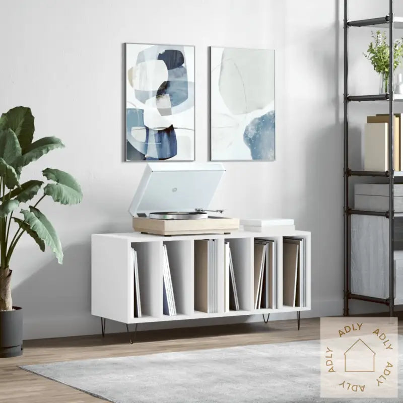 Hifi-Benk Hvit 100X38X48 Cm Konstruert Tre