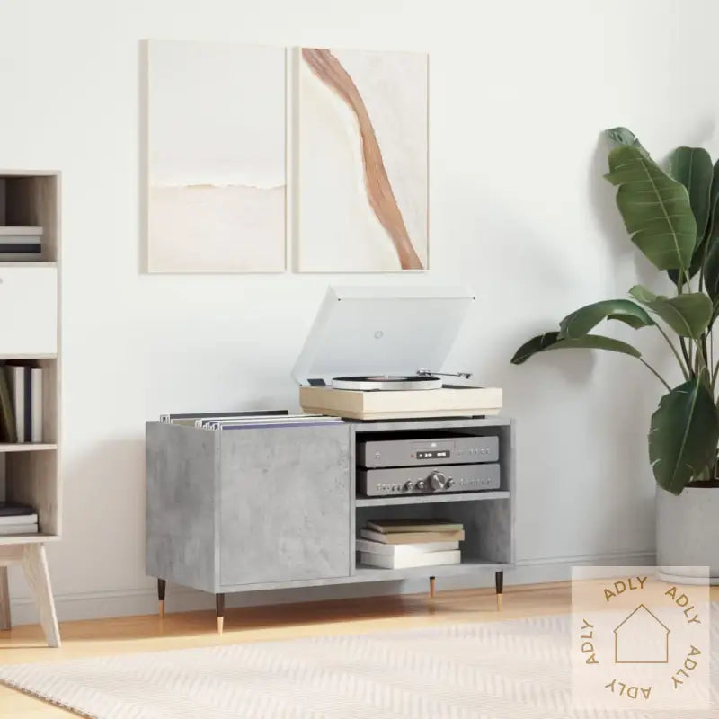 Hifi-Benk Betonggrå 84,5X38X48 Cm Konstruert Tre