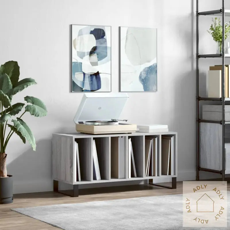 Hifi-Benk Grå Sonoma 100X38X48 Cm Konstruert Tre