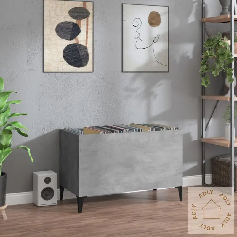Hifi-Benk Betonggrå 74,5X38X48 Cm Konstruert Tre
