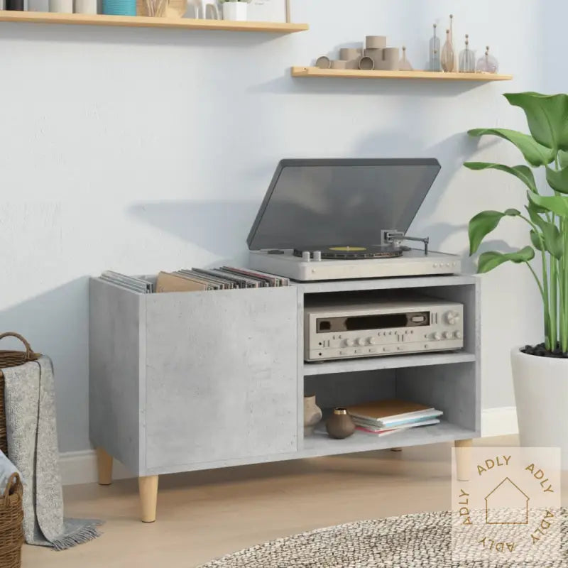 Hifi-Benk Betonggrå 84,5X38X48 Cm Konstruert Tre