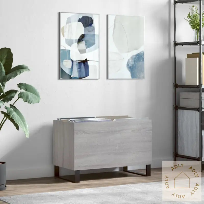 Hifi-Benk Grå Sonoma 74,5X38X48 Cm Konstruert Tre