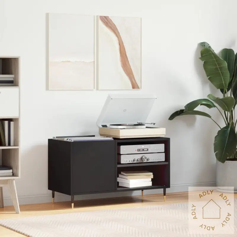 Hifi-Benk Svart 85X38X48 Cm Konstruert Tre