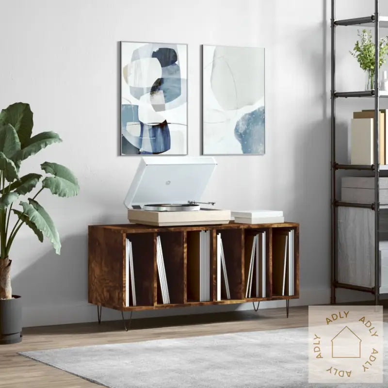 Hifi-Benk Røkt Eik 100X38X48 Cm Konstruert Tre