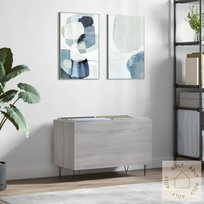 Hifi-Benk Grå Sonoma 74,5X38X48 Cm Konstruert Tre