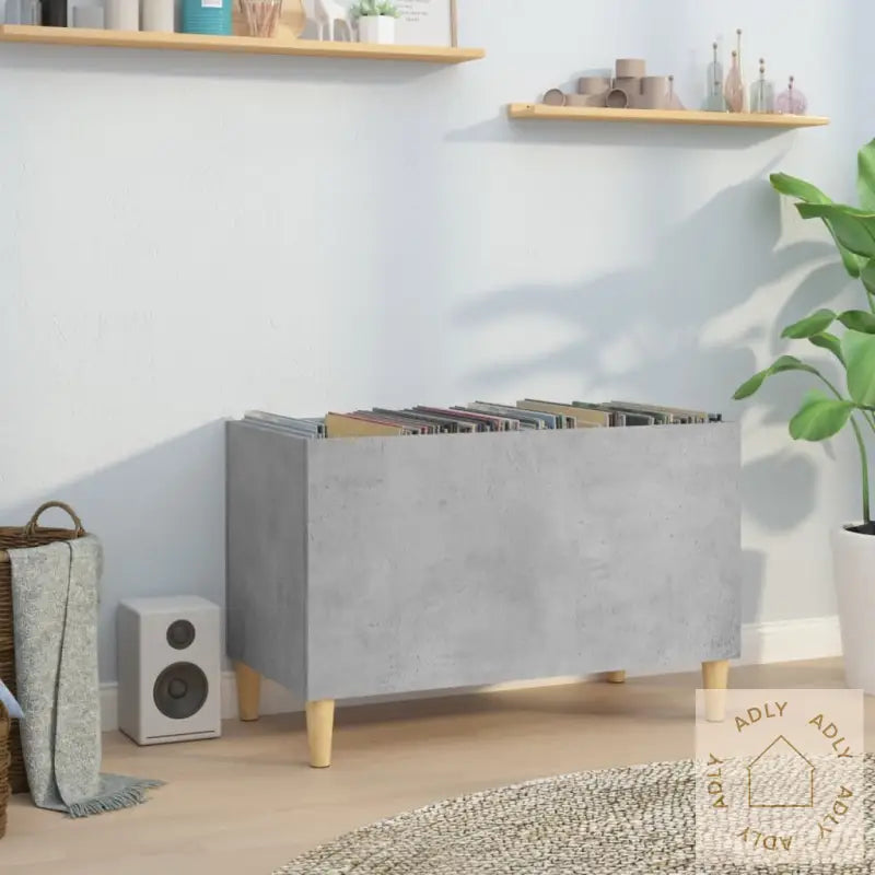 Hifi-Benk Betonggrå 74,5X38X48 Cm Konstruert Tre