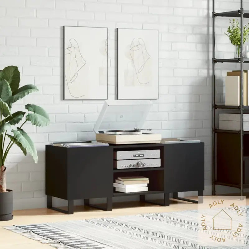 Hifi-Benk Svart 121X38X48 Cm Konstruert Tre
