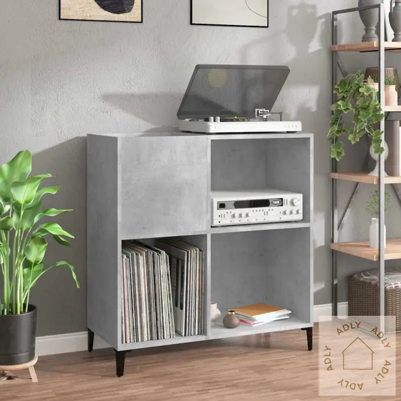 Hifi-Benk Betonggrå 84,5X38X89 Cm Konstruert Tre