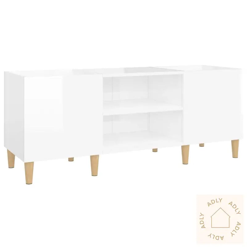 Hifi-Benk Høyglans Hvit 121X38X48 Cm Konstruert Tre