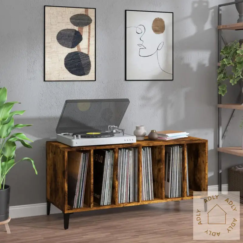 Hifi-Benk Røkt Eik 100X38X48 Cm Konstruert Tre
