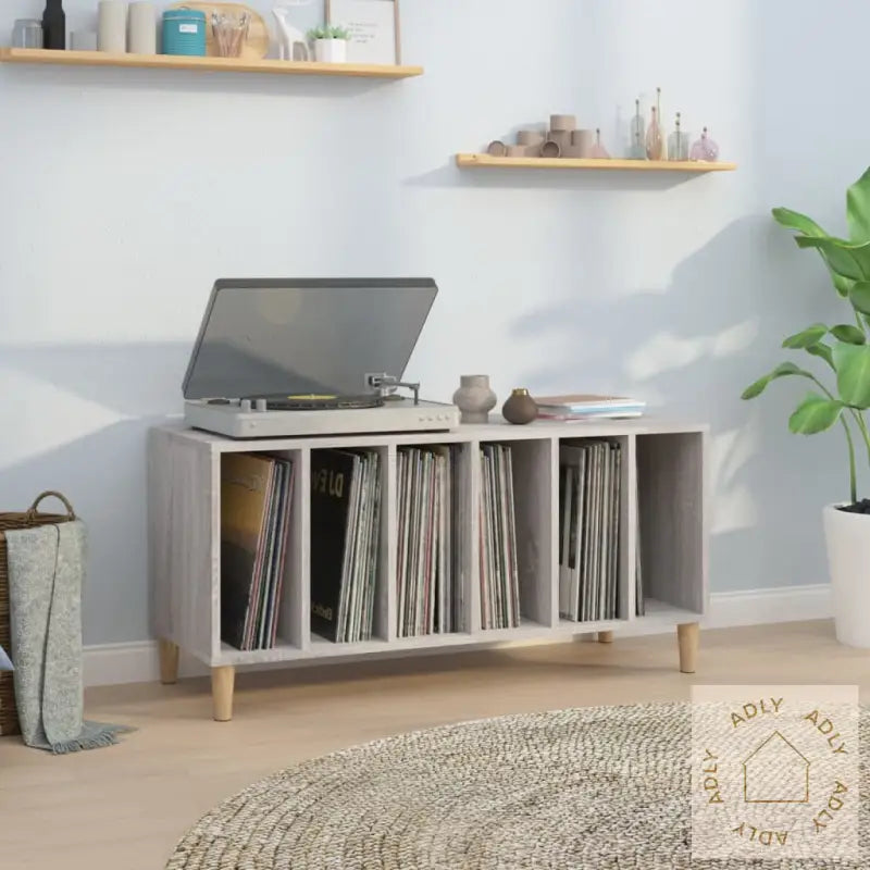 Hifi-Benk Grå Sonoma 100X38X48 Cm Konstruert Tre