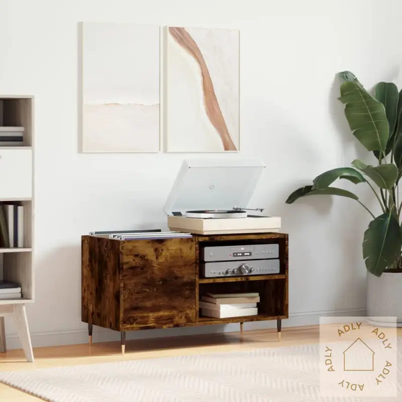 Hifi-Benk Røkt Eik 85X38X48 Cm Konstruert Tre