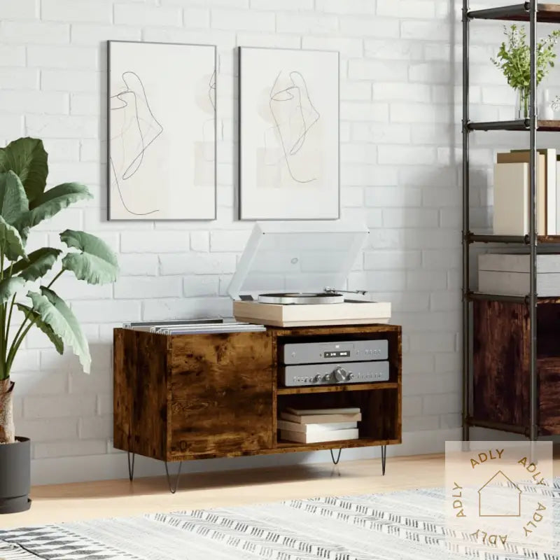 Hifi-Benk Røkt Eik 85X38X48 Cm Konstruert Tre