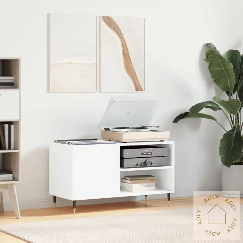 Hifi-Benk Hvit 85X38X48 Cm Konstruert Tre