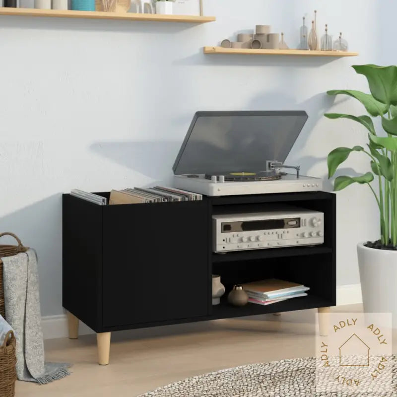 Hifi-Benk Svart 84,5X38X48 Cm Konstruert Tre