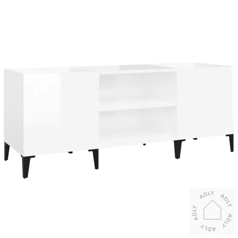 Hifi-Benk Høyglans Hvit 121X38X48 Cm Konstruert Tre