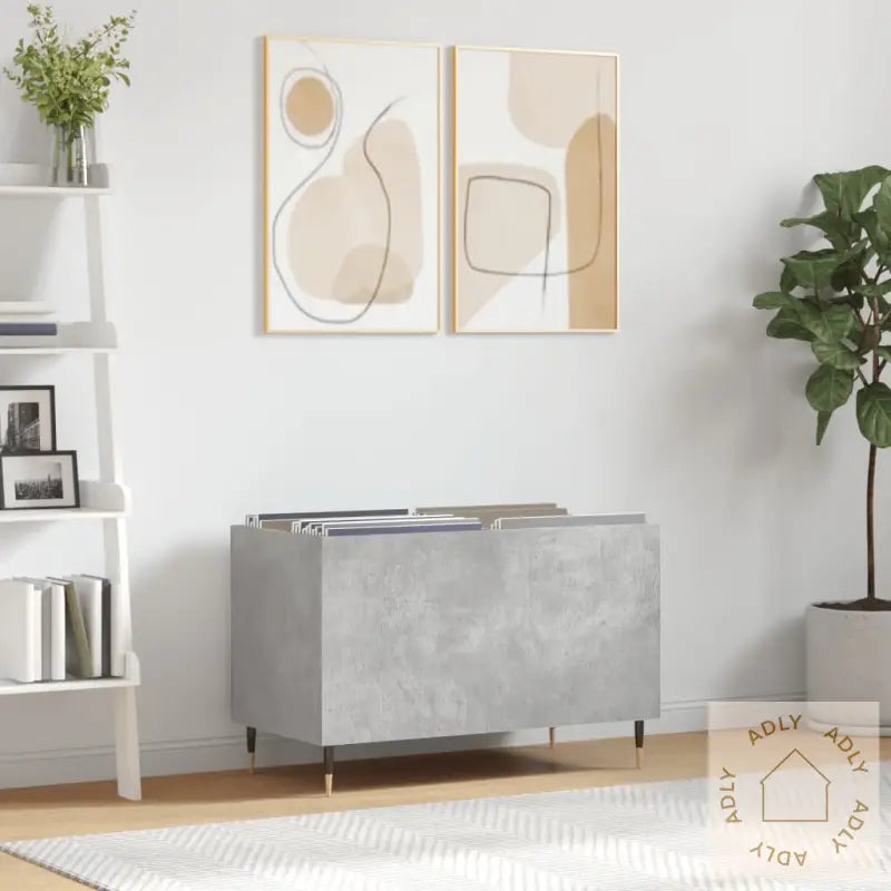 Hifi-Benk Betonggrå 74,5X38X48 Cm Konstruert Tre