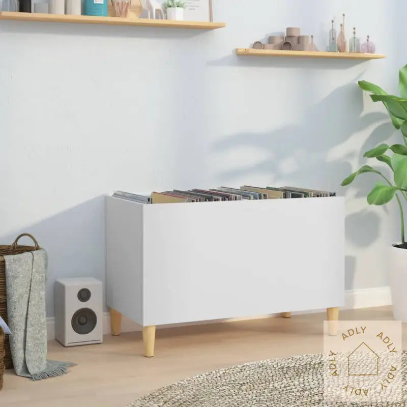 Hifi-Benk Hvit 74,5X38X48 Cm Konstruert Tre