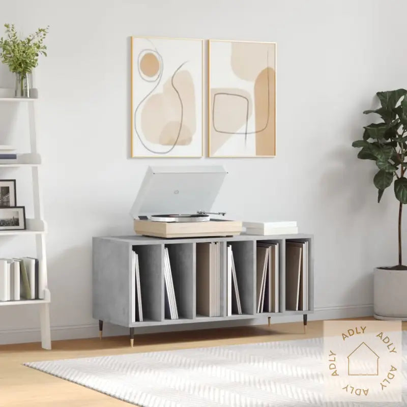 Hifi-Benk Betonggrå 100X38X48 Cm Konstruert Tre