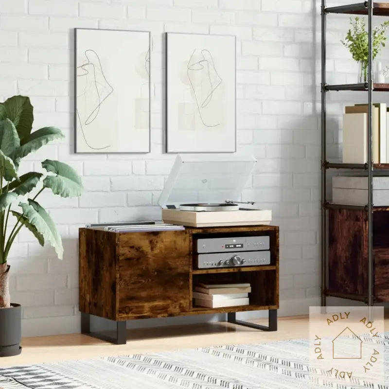 Hifi-Benk Røkt Eik 85X38X48 Cm Konstruert Tre
