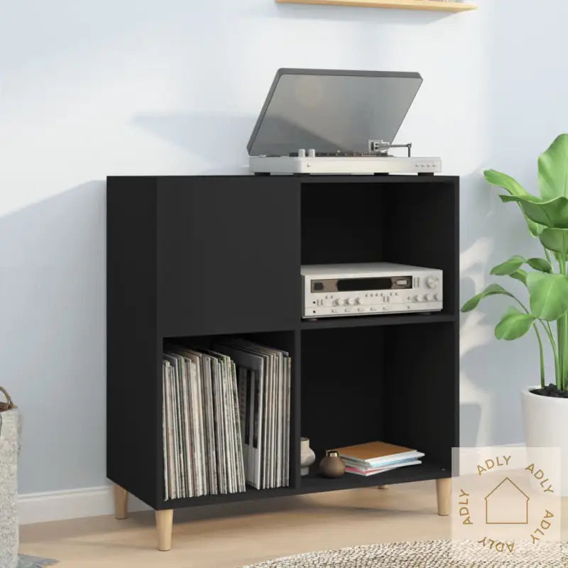 Hifi-Benk Svart 84,5X38X89 Cm Konstruert Tre