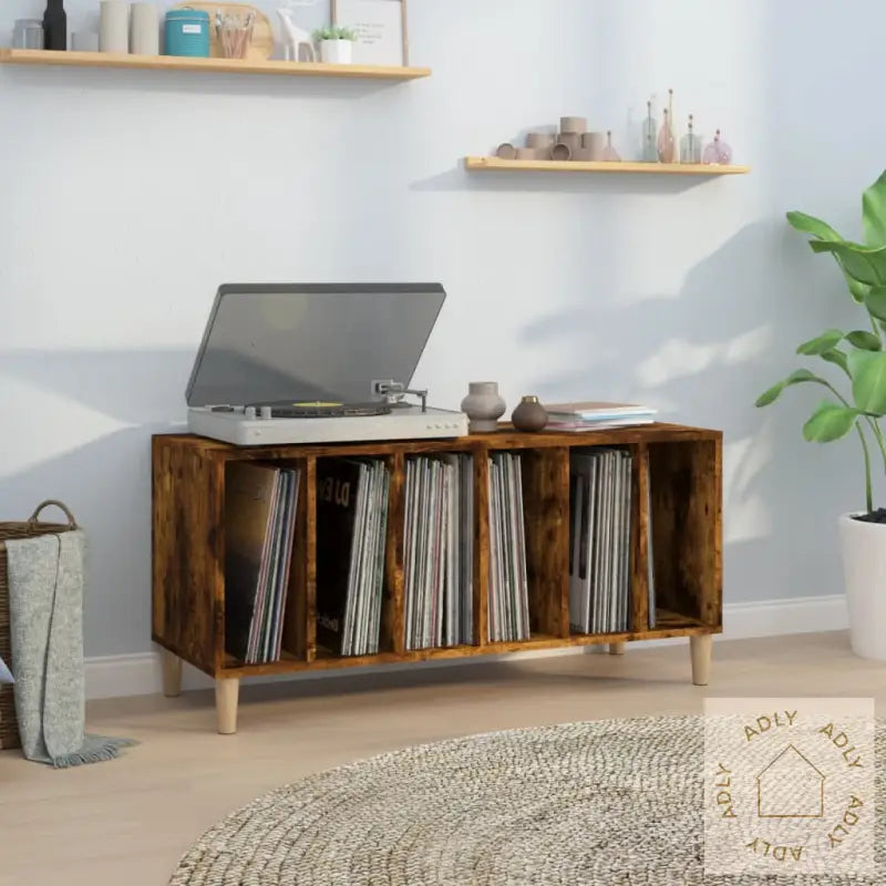 Hifi-Benk Røkt Eik 100X38X48 Cm Konstruert Tre