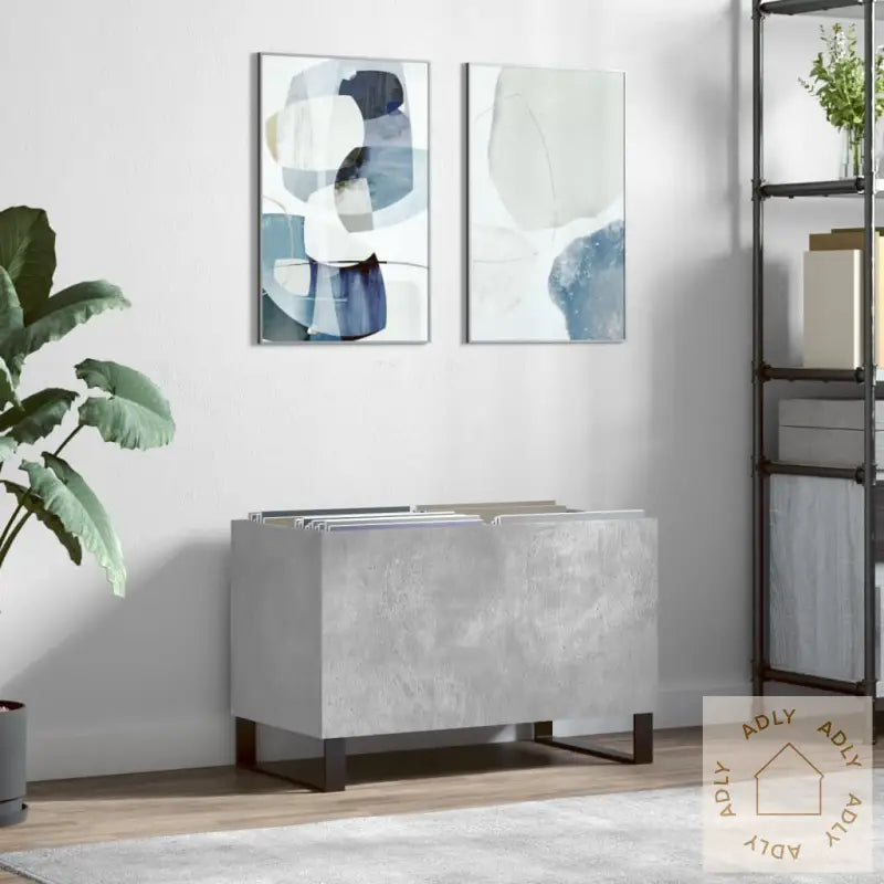 Hifi-Benk Betonggrå 74,5X38X48 Cm Konstruert Tre