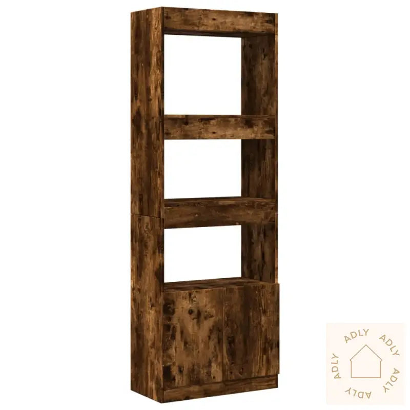 Highboard Røkt Eik 63X33X180 Cm Konstruert Tre