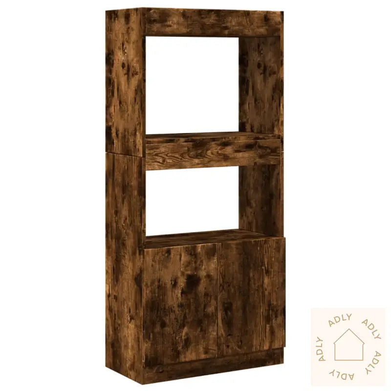 Highboard Røkt Eik 63X33X140 Cm Konstruert Tre