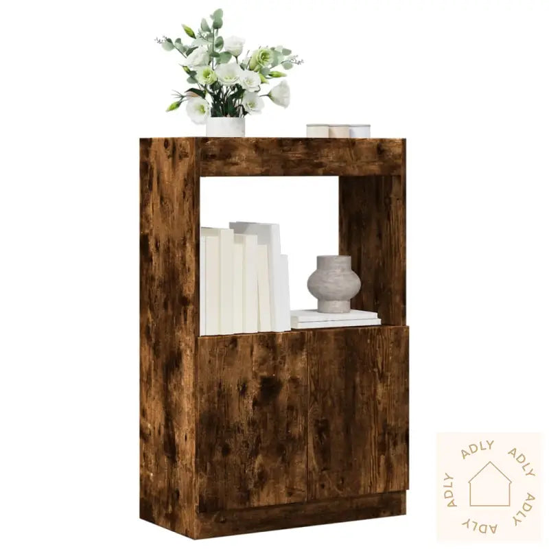 Highboard Røkt Eik 63X33X100 Cm Konstruert Tre