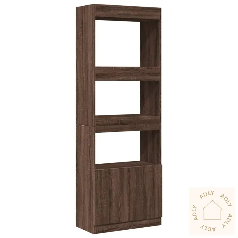 Highboard Brun Eik 63X33X180 Cm Konstruert Tre