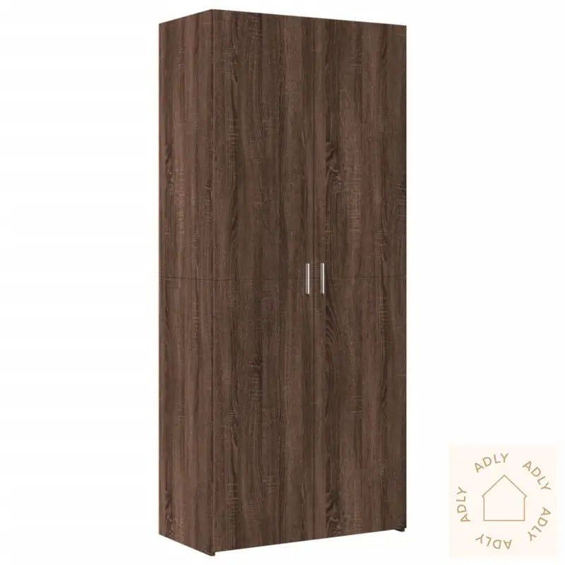Highboard Brun Eik 80X42,5X185 Cm Konstruert Tre