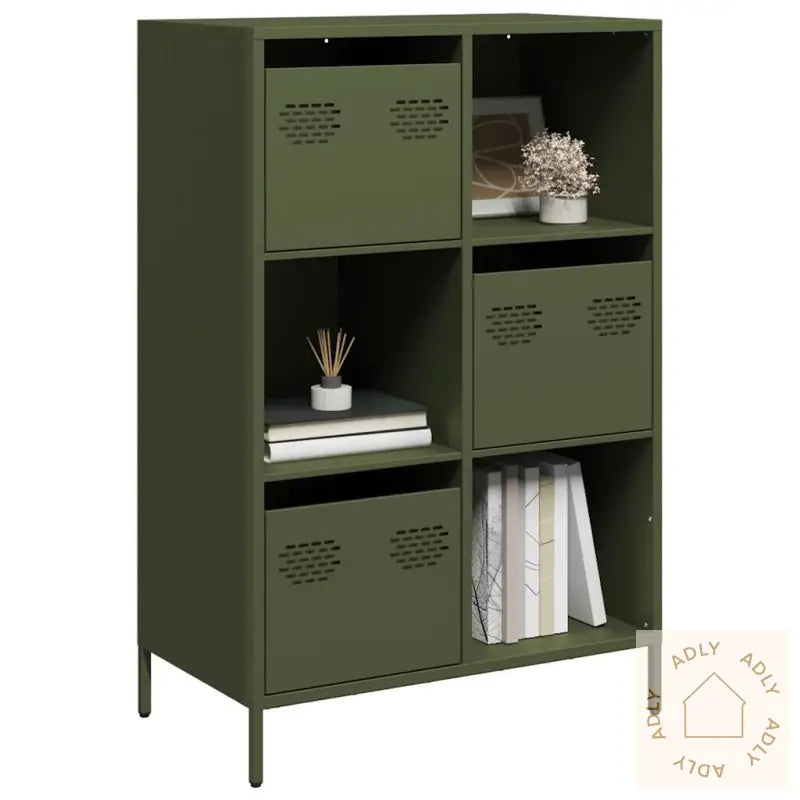 Highboard Olivengrønn 68X39X103,5 Cm Stål