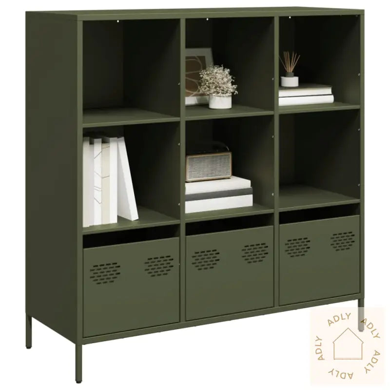 Highboard Olivengrønn 101,5X39X103,5 Cm Stål