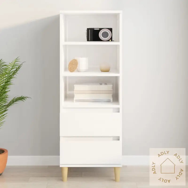 Highboard Høyglans Hvit 40X36X110 Cm Konstruert Tre