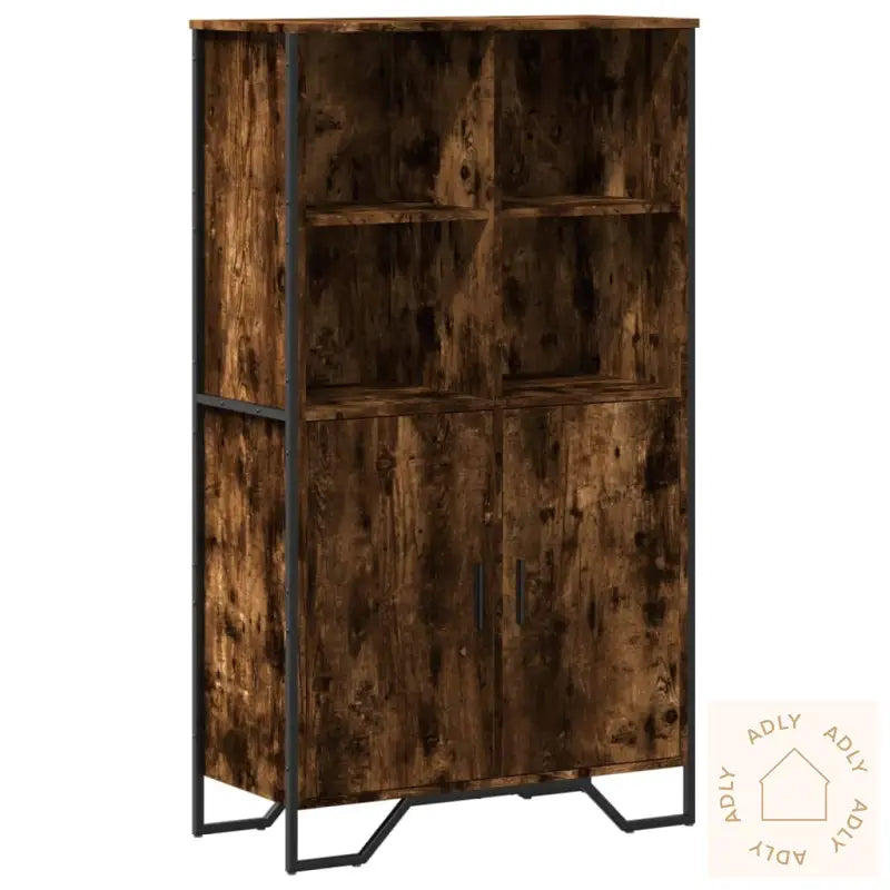 Highboard Røkt Eik 79,5X35,5X137,5 Cm Konstruert Tre