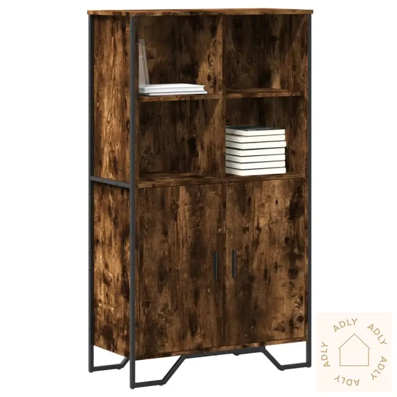 Highboard Røkt Eik 79,5X35,5X137,5 Cm Konstruert Tre