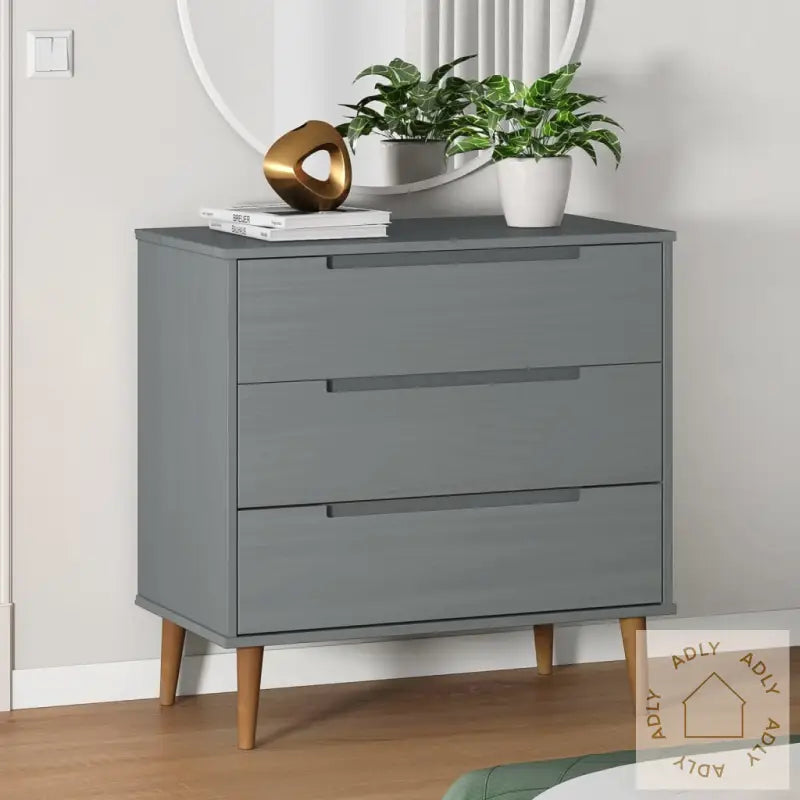 Kommode Molde Grå 80X40X80 Cm Heltre Furu