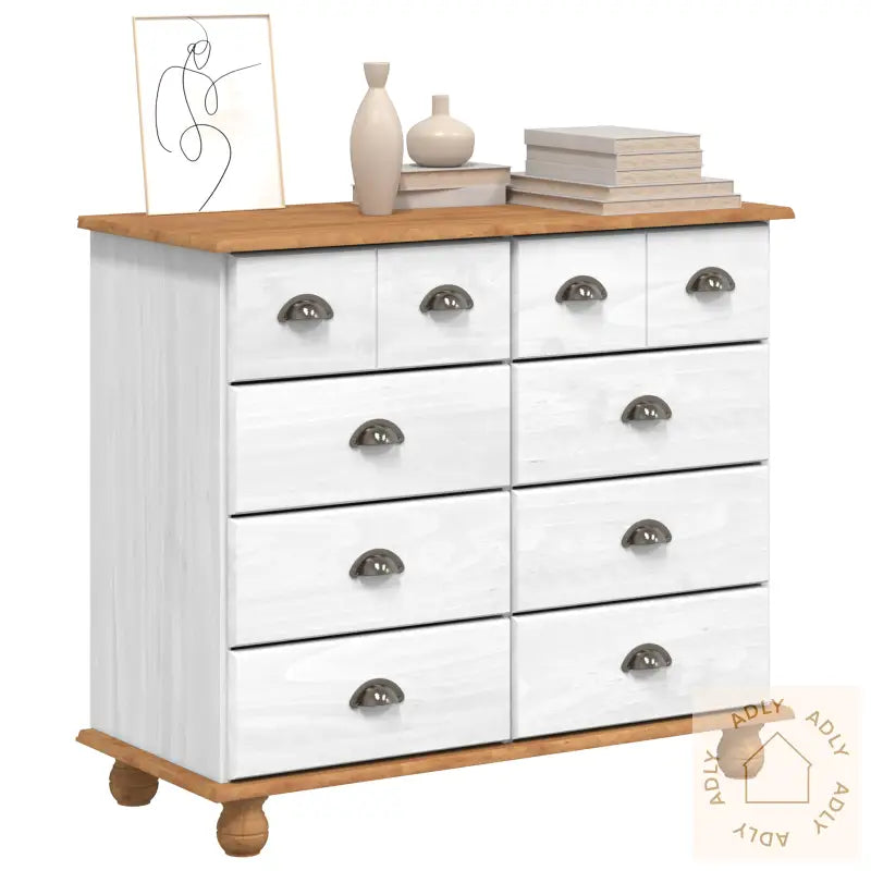 Kommode 'Askim'hvit 91X40X79 Cm Solid Tre Pine