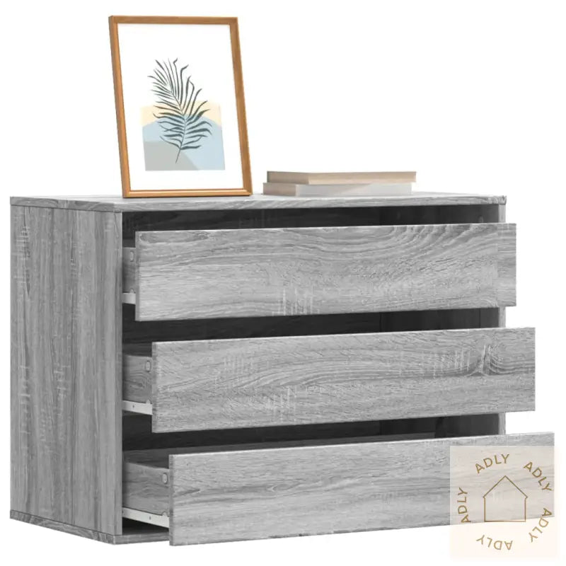 Kommode Grå Sonoma 80X41X58 Cm Konstruert Tre