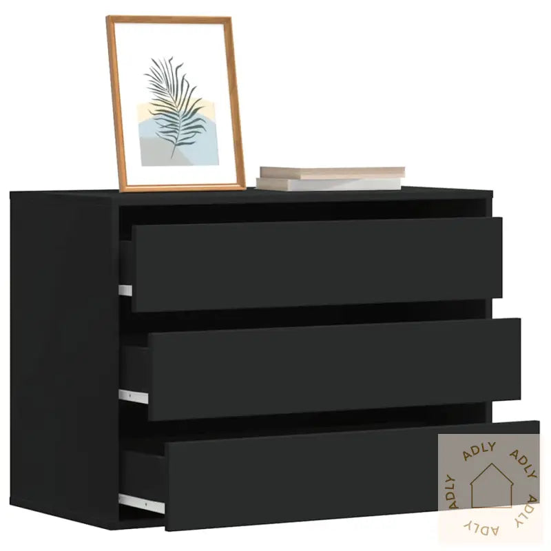 Kommode Svart 80X41X58 Cm Konstruert Tre