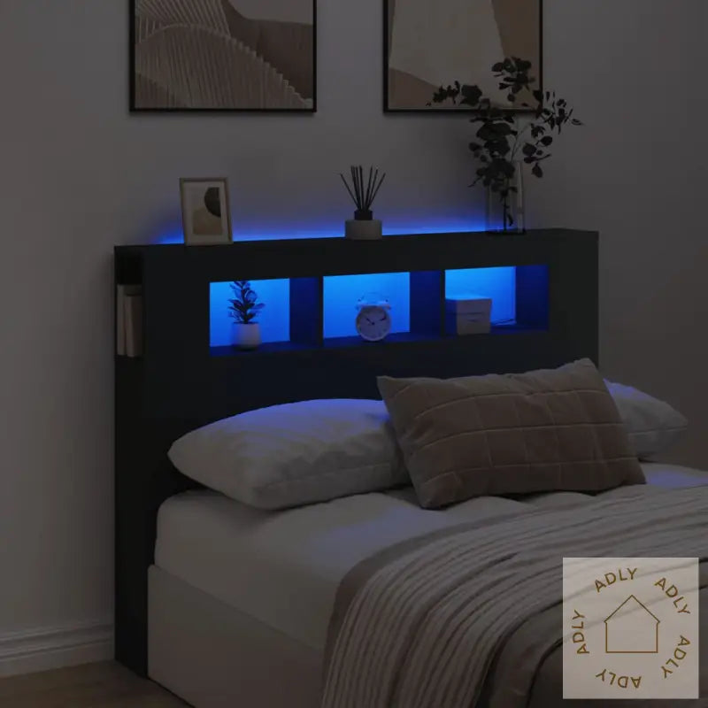 Sengegavl Med Led Svart 140X18,5X103,5 Cm Konstruert Tre